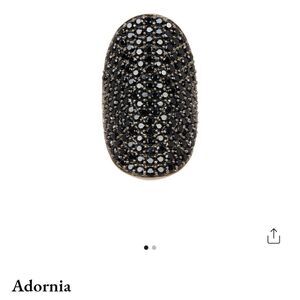 Adornia Fine Jewelry Rhodium over Silver 0.60 ct. tw. Black Spinel Shield Ring